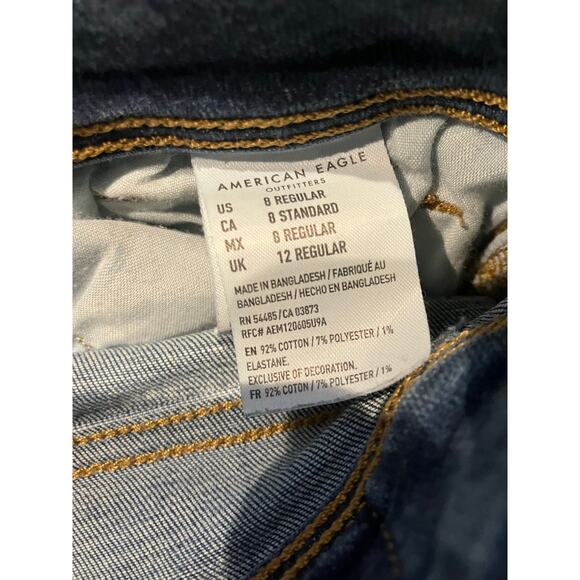 American Eagle Embroidered Upcycled Sz 8 Jeans Floral Pink Blue Hippie Festival - Picture 12 of 12